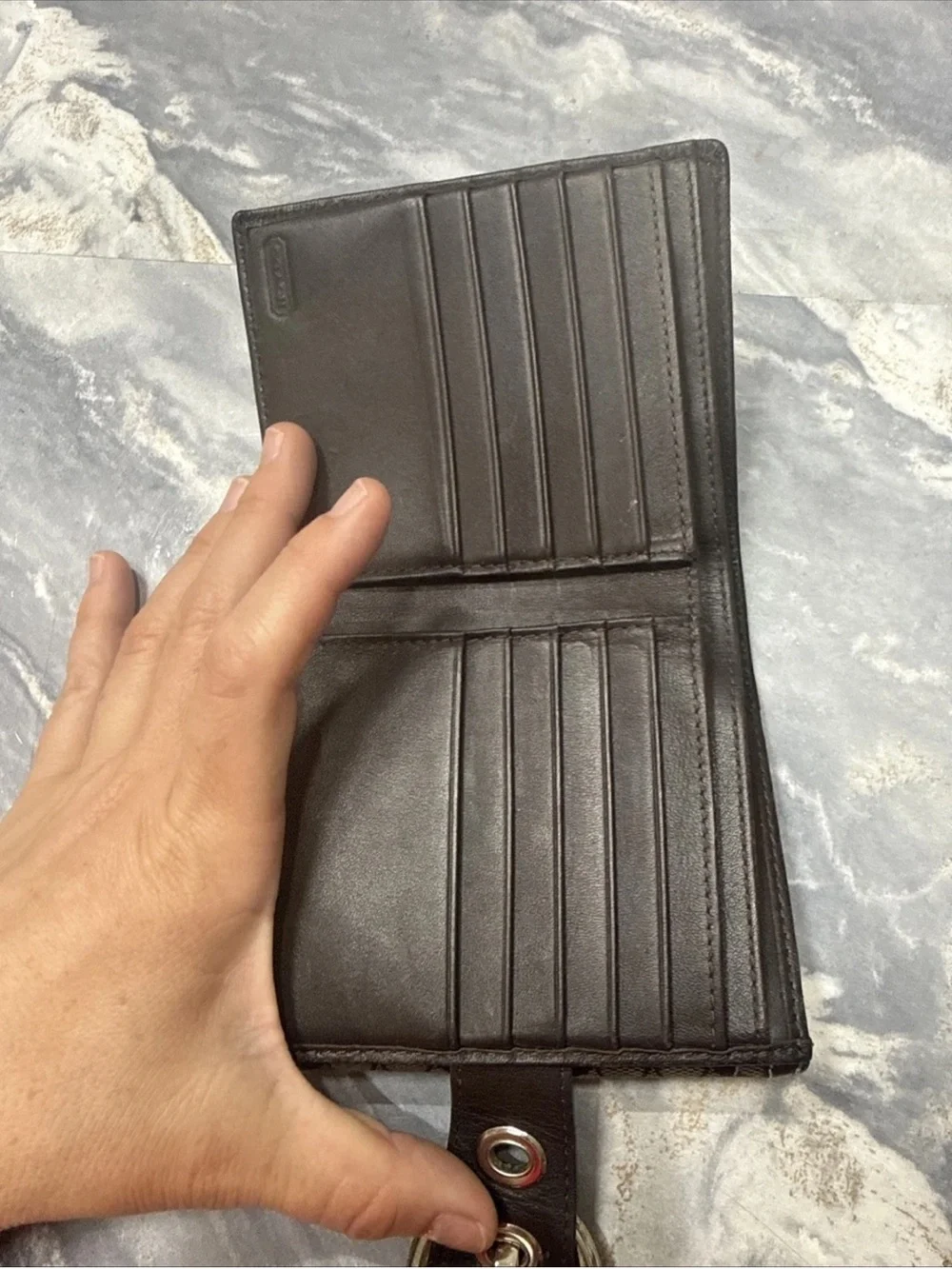 Coach Y2K Dark Brown Signature Canvas Soho Silver Tone Buckle Small Mini Wallet - Picture 5 of 14